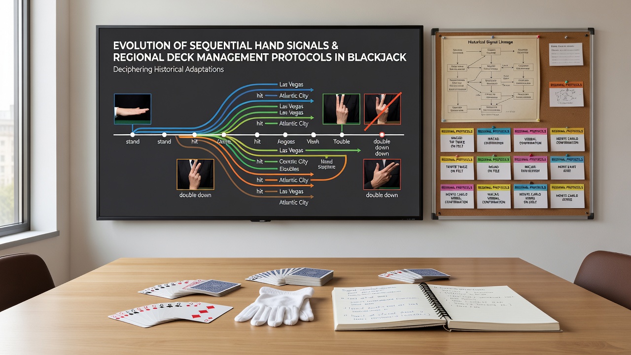 Modern blackjack table demonstrating contemporary hand signals alongside automated shuffling equipment and digital monitoring systems in a regulated casino setting