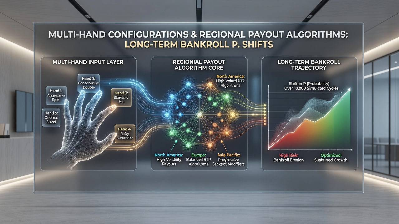 Data visualization of bankroll patterns under varying multi-hand and regional algorithm conditions