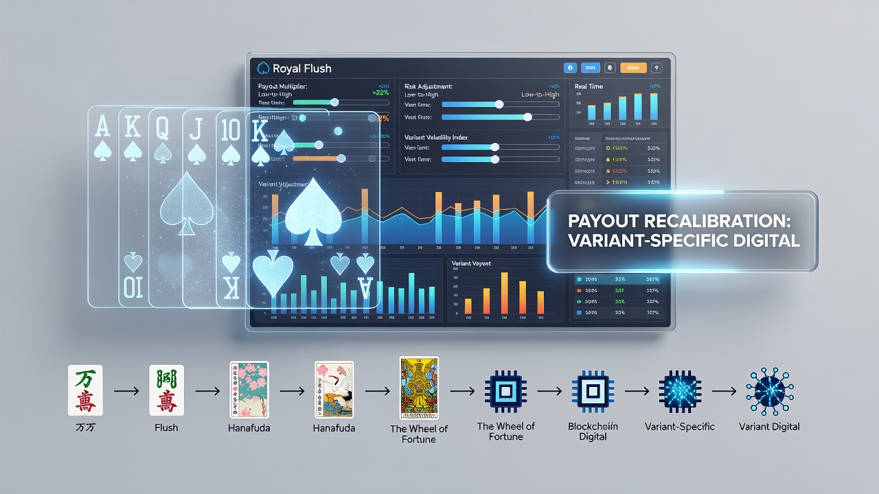 Digital interface showing payout adjustments for multiple card game variants
