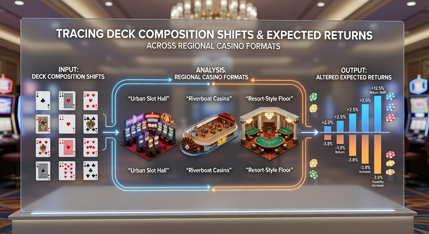 Chart illustrating expected return variations linked to deck penetration and shuffling methods across global casino markets