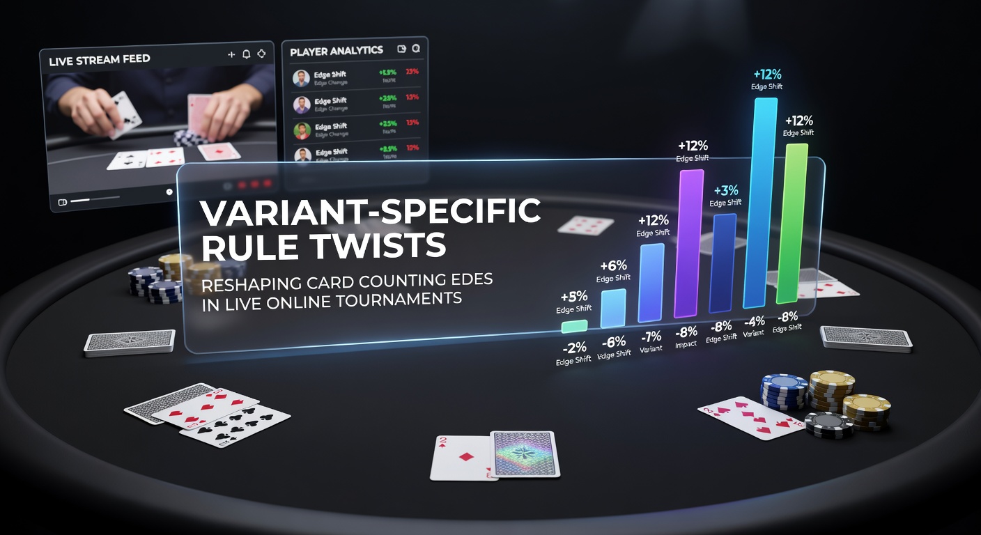 Digital interface showing live dealer blackjack with rule variant overlays and count tracking software